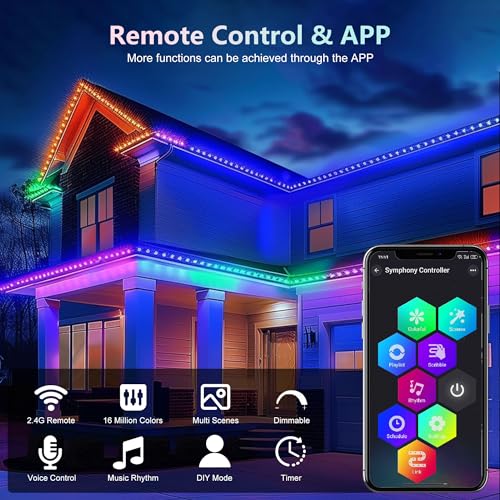 SLARY 100ft RGB Smart Outdoor Eaves Lights