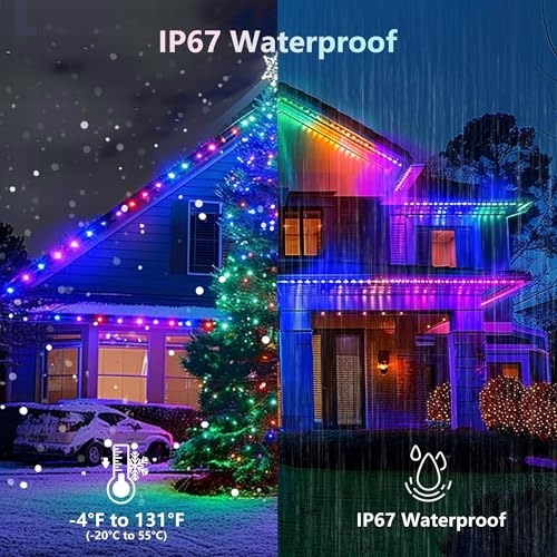 SLARY 100ft RGB Smart Outdoor Eaves Lights
