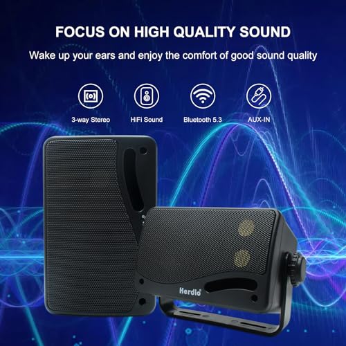 Herdio 3.5" Waterproof Bluetooth Outdoor Speakers Pair