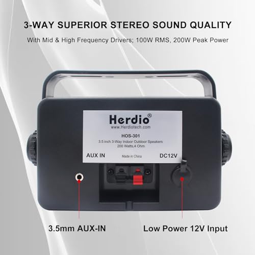 Herdio 3.5" Waterproof Bluetooth Outdoor Speakers Pair