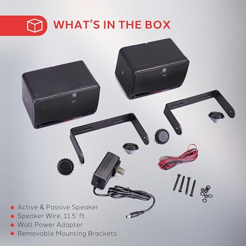 Pyle Waterproof Wireless Bluetooth Speakers - Black Pair