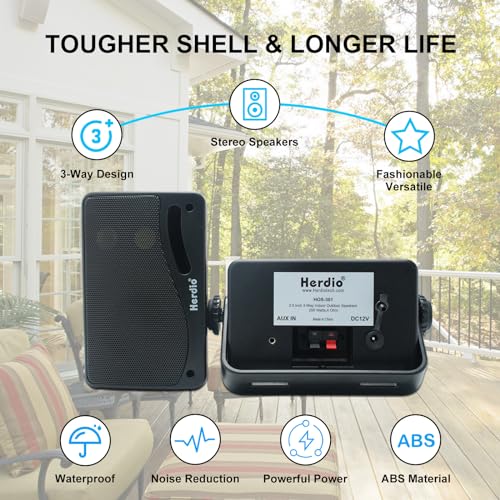 Herdio 3.5" Waterproof Bluetooth Outdoor Speakers Pair