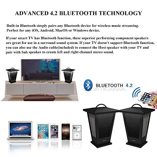 Bluetooth Waterproof Speakers with LED Lights - 2 Pack