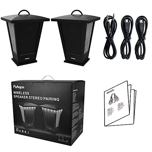 Bluetooth Waterproof Speakers with LED Lights - 2 Pack