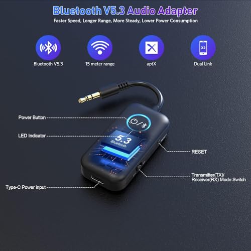 YMOO Bluetooth 5.3 Wireless Audio Adapter for TV