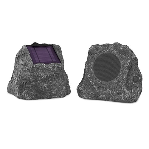 Wireless Solar-Powered Outdoor Rock Speakers - Charcoal