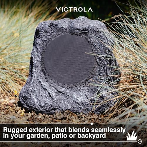 Wireless Solar-Powered Outdoor Rock Speakers - Charcoal