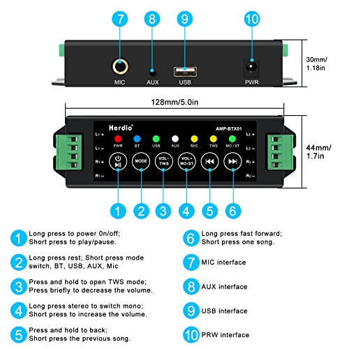 Herdio 6.5" Waterproof Outdoor Bluetooth Speakers - Black