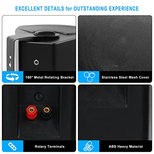 Herdio 6.5" Waterproof Outdoor Bluetooth Speakers - Black