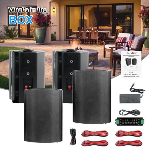 Herdio 6.5" Waterproof Outdoor Bluetooth Speakers - Black