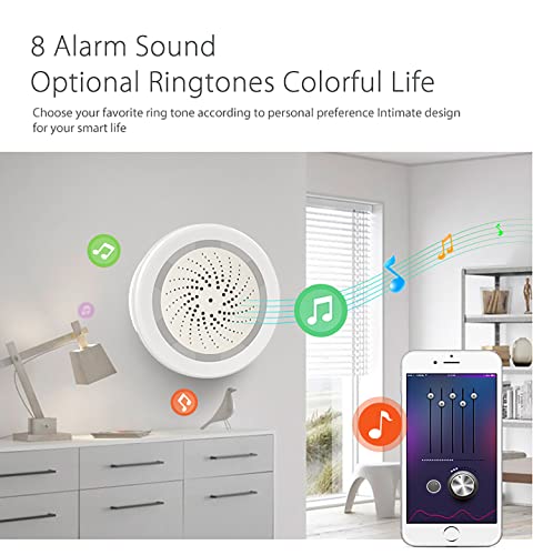 Smart Wi-Fi Siren Alarm: Wireless Alarm for Home Security, Burglar Alarm with Sound and Light Alarm, 100dB Sounder, Tuya App Control, No Hub Required, Compatible with Alexa, Google Assistant