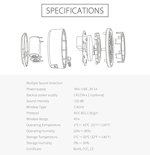 Smart Wi-Fi Siren Alarm: Wireless Alarm for Home Security, Burglar Alarm with Sound and Light Alarm, 100dB Sounder, Tuya App Control, No Hub Required, Compatible with Alexa, Google Assistant