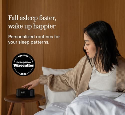 Loftie Smart Alarm Clocks for Bedroom - Sound Machine Alarm Clock with Light, Bluetooth Speaker, White Noise, Nature Sounds, Nightlight, Blackout Mode, Morning Routines, Evening Routines (Black Top)