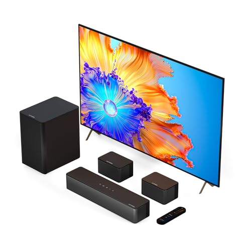 ULTIMEA 5.1 Surround Sound Bar, Peak Power 320W, Surround Sound System Home Theater Sound Bar for Smart TV with Adjustable Surround Speakers and Subwoofer,TV Soundbar Poseidon D50