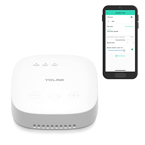 YoLink SpeakerHub - Smart Home Speaker Hub, Plays Tones/Alarms and Your Text-to-Speech Custom Messages, Voice Announcements, Audio Voice Alert, Spoken Alerts, LoRa-Powered ¼ Mile Range, WiFi Required