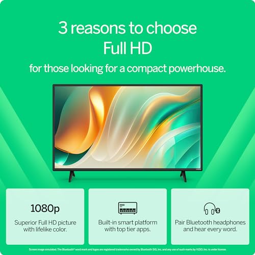 VIZIO 40-inch Full HD 1080p Smart TV with DTS Virtual: X, Alexa Compatibility, Chromecast Built-in, Bluetooth Headphone Capable, (VFD40M-08 New)