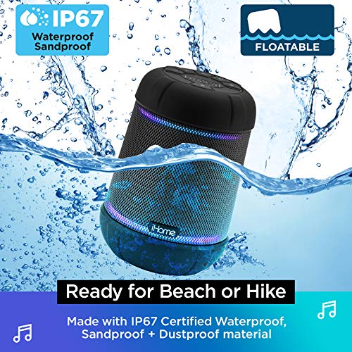 iHome iBT158 Smart Bluetooth Speaker - with Color Changing LED Lights - Perfect Portable Audio Device for Parties, Outdoors, and Other Events