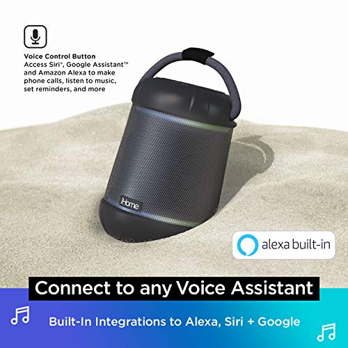 iHome iBT158 Smart Bluetooth Speaker - with Color Changing LED Lights - Perfect Portable Audio Device for Parties, Outdoors, and Other Events