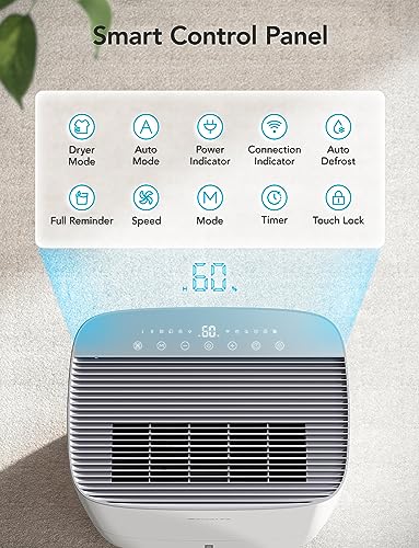 GoveeLife Smart Dehumidifier for Basement 4,500 Sq.Ft, 50 to 109 Pint Auto Humidity Control, Drain Hose, 2.0Gal Bucket, Energy Star Most Efficient H7151, WiFi Dehumidifiers for Large Room