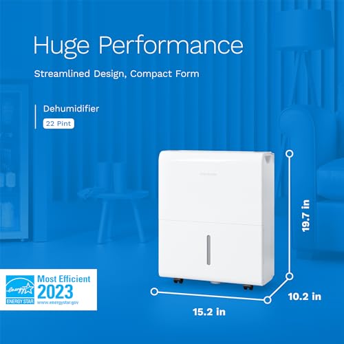 hOmeLabs 1,500 Sq. Ft Energy Star WiFi-Enabled Dehumidifier, Small to Medium Size Rooms - Home, Bedroom, Bathroom - Powerful Moisture Removal - 22 Pint (Previously 30 Pint) HME031001N