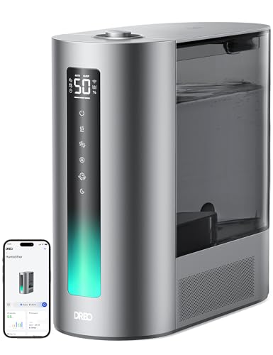 Dreo 6L Smart Humidifier, Warm & Cool Mist Humidifier for Bedroom, Top Fill, 60Hr Runtime, High Precision Humidity Sensor and Indicator Light, Large Room, Nursery, Plant, Works with Alexa, HM713S
