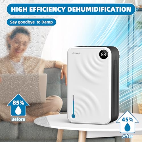 Dehumidifier (980 sq.ft), 118 oz Dehumidifier with Drain Hose, Humidity Display,Auto Shut Off, Quiet Dehumidifier Wtih Sleep Mode for Home, Timing Setting Dehumidifier, White