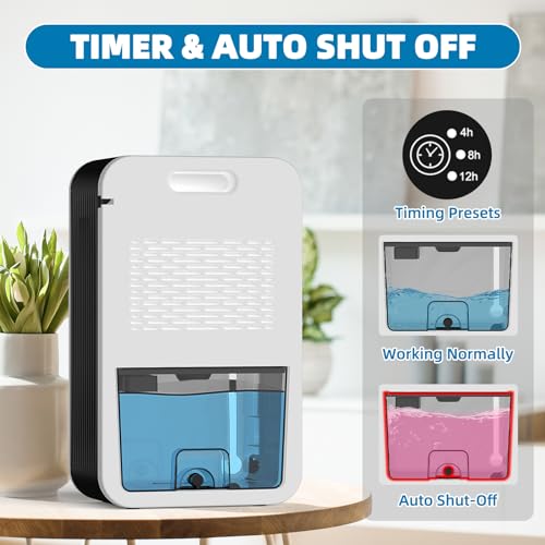 Dehumidifier (980 sq.ft), 118 oz Dehumidifier with Drain Hose, Humidity Display,Auto Shut Off, Quiet Dehumidifier Wtih Sleep Mode for Home, Timing Setting Dehumidifier, White