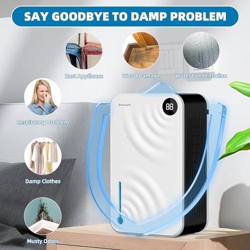Dehumidifier (980 sq.ft), 118 oz Dehumidifier with Drain Hose, Humidity Display,Auto Shut Off, Quiet Dehumidifier Wtih Sleep Mode for Home, Timing Setting Dehumidifier, White