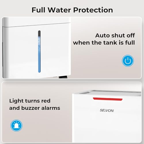 1500 Sq.ft Dehumidifier for Basement, SEAVON 21 Pint Dehumidifiers with Drain Hose for Home Large Room Bedroom Bathroom, Powerful Moisture Removal, Smart Humidity Control & Display, 24H Timer, 3 Modes