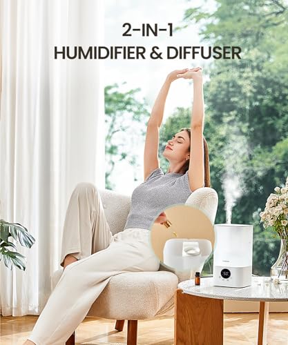 raydrop Smart Humidifiers for Bedroom, 2.5L Top Fill Cool Mist Humidifiers for Home,Auto Humidify for Baby and Plants, Essential Oil Diffuser with Timer, Cycling 7 Color Lights, Auto Shut-Off