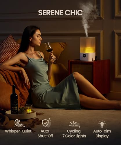 raydrop Smart Humidifiers for Bedroom, 2.5L Top Fill Cool Mist Humidifiers for Home,Auto Humidify for Baby and Plants, Essential Oil Diffuser with Timer, Cycling 7 Color Lights, Auto Shut-Off