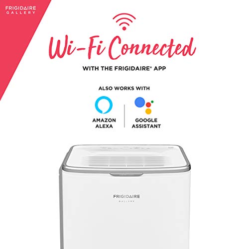 Frigidaire 50-Pint Smart Dehumidifier for Basement, Garage, Attic, 115V, Energy Star Moisture Absorber with Timer, Wi-Fi, App Control and Amazon Alexa & Google Home Compatibility in White