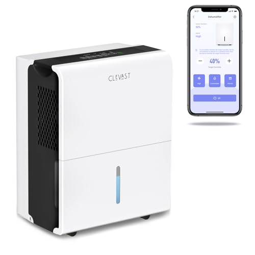 CLEVAST 1,500 Sq. Ft Smart Wi-Fi Dehumidifier with App Energy Star, 22 Pint Dehumidifier with Reusable Air Filter for Basement, Bedrooms, Bathrooms, Living Room, Garage, Works with Alexa