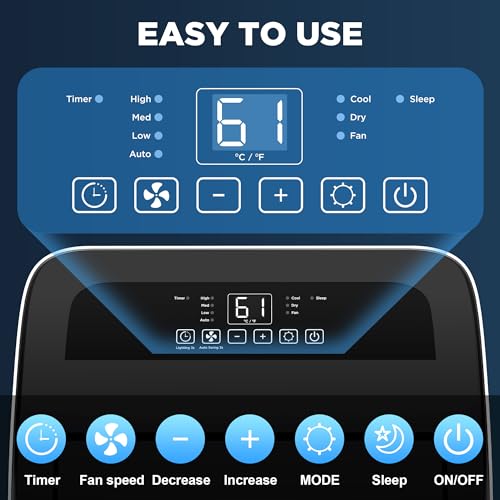 Humhold 14000 BTU Portable Air Conditioners with Remote Control, 3-in-1 Free Standing Cooling AC Unit with Fan & Dehumidifier, Cools Room up to 700 sq.ft, Smart/Sleep Mode,3 Speed,Auto Swing,24H Timer