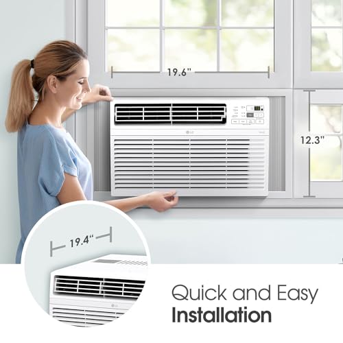 LG 10,000 BTU Smart Window Air Conditioner, Cools up to 450 Sq. Ft., Smartphone and Voice Control, LG ThinQ enabled, works with Amazon Alexa and Hey Google, 3 Cool & Fan Speeds, 115V