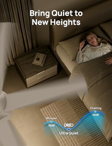 Dreo Smart Ceiling Fan with Lights, 52 Inch, 12 Speeds & 3 Fan Modes, Stepless Color Tones, Dimmable LED Light, 12H Timer, Quiet DC Motor, Remote/APP/Alexa Control, White Ceiling Fans Indoor