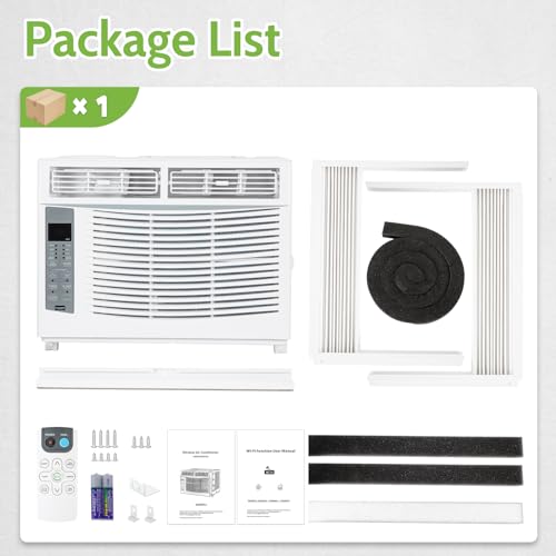 ACHAZEL 6000 BTU Window Air Conditioner with WiFi, Smart Window AC Unit with Remote, Energy Saving, Easy Install Kit, Cools up to 250 Square Feet
