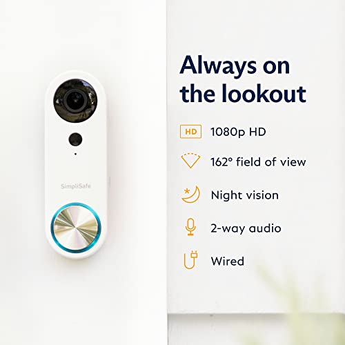 SimpliSafe Doorbell,1080p - Compatible with SimpliSafe Home Security System - Latest Gen