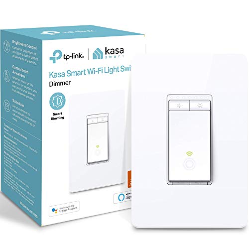 Kasa Smart Dimmer Switch HS220, Single Pole, Needs Neutral Wire, 2.4GHz Wi-Fi Light Switch Works with Alexa and Google Home, UL Certified, No Hub Required, 1 Pack