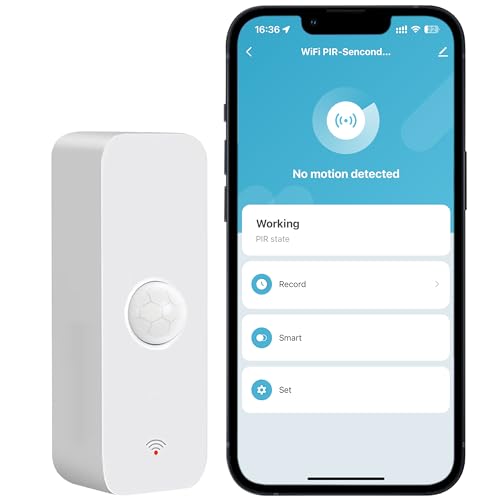 PHOVOLT WiFi Motion Sensor: Smart Motion Detector with App Alerts, Wireless Contact Sensor for Smart Home Automation, Compatible with Alexa Echo (1 Pack), PH-P01