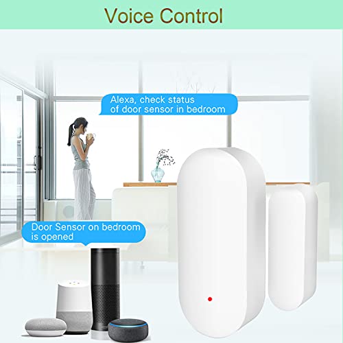 WiFi Door Window Sensor: Smart Contact Sensor with App Alerts, Door Open Detector Compatible with Alexa Google Assistant, Entry Detector Sensor for Home Security and Home Automation (4-pack)