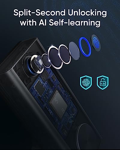 eufy Security Smart Lock S230, Keyless Fingerprint Lock for Front Door, Easy Installation, Built-in Wi-Fi, Reliable App for Remote Access, One-Year Battery Life, BHMA Certified, IP65 Weatherproof