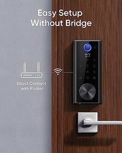 eufy Security Smart Lock S230, Keyless Fingerprint Lock for Front Door, Easy Installation, Built-in Wi-Fi, Reliable App for Remote Access, One-Year Battery Life, BHMA Certified, IP65 Weatherproof