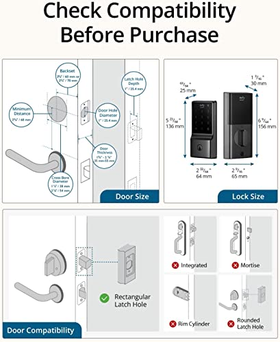 eufy Security Smart Lock C210, Keyless Entry Door Lock, Built-in WiFi Deadbolt, Smart Door Lock, No Bridge Required, Easy Installation, Touchscreen Keypad, App Remote Control, BHMA Certified