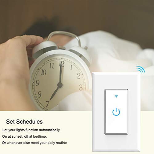 Smart Light Switch, WiFi Switch Touch Wall Switch 1 Gang, Compatible with Alexa Google Home