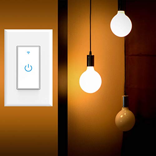Smart Light Switch, WiFi Switch Touch Wall Switch 1 Gang, Compatible with Alexa Google Home