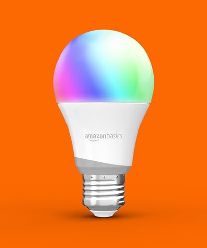 Amazon Basics Smart A19 LED Light Bulb, 2.4 GHz Wi-Fi, 7.5W (Equivalent to 60W) 800LM, Works with Alexa Only, 1-Pack, Multicolor