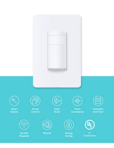 Kasa Smart WiFi Motion Sensor Switch, Single Pole, Needs Neutral Wire, 2.4GHz Wi-Fi Light Switch, Compatible with Alexa & Google Home, UL Certified, No Hub Required(KS200M),White,1-Pack