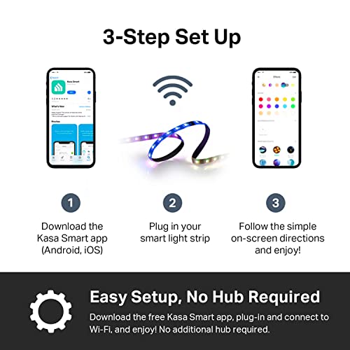 Kasa Smart LED Light Strip, 50 Color Zones RGBIC, 16.4ft Wi-Fi LED Strip Works w/ Alexa, Google Home & SmartThings, High Brightness, 16M Colors, PU Coating, Trimmable, 2 Yr Warranty (KL420L5)