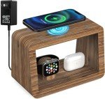 15W Bamboo Wireless Charging Station with Night Light